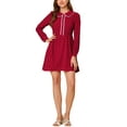 thumbnail image 2 of Allegra K Women's Heart Print Long Sleeve A-Line Lace Trim Peter Pan Collar Mini Dress, 2 of 6