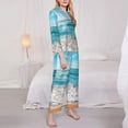 thumbnail image 3 of Picia Sunny Ocean Waves Pattern Women’s Long-Sleeve Sleepwear Set - Soft 2-Piece Loungewear with Pockets, Comfy PJs for Relaxing Nights-Large, 3 of 7