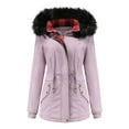 thumbnail image 2 of YOIAVAIOY Women's Down Hooded Jacket Long Winter Warm Puffer Coat Water-Resistant Outwear Thicken Zip Parka Jackets with Faux Fur Hood Ski Snow Winter Hiking Coats Purple M, 2 of 9