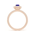 thumbnail image 6 of ANGARA Natural Split Shank Pear Tanzanite and Diamond Double Halo Ring in 14K Rose Gold for Women (Size-6x4mm) | December Birthstone, Anniversary, Jewelry Gift for Women | Natural Tanzanite Ring, 6 of 9