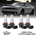 thumbnail image 1 of Compatible con Dodge Challenger 2015-2023 Kit de bombillas LED para faros (combo de luz alta y baja) (Paquete de 4), blancas 6500K 10,000LM súper brillantes, plug and play, 1 of 10