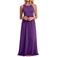 thumbnail image 7 of Bxsruta Womens Maxi Dress Casual Long Flowy Summer Sundress Sleeveless Crew Neck Pleated Dresses, 7 of 7