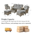 thumbnail image 4 of Ovios 6 Pieces Outdoor Furniture Set High Back All-Weather Wicker Patio Conversation Set with Ottomans & Solar Light Coffee Table, Dark Gray, 4 of 11