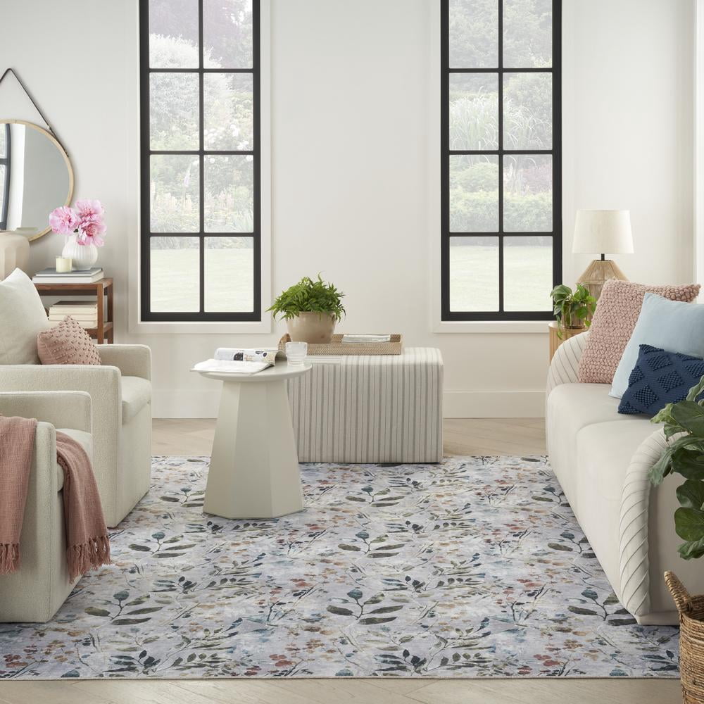 Nourison Nourison Washables Floral Grey Multicolor 5'2" x 7' Area Rug (5x7)