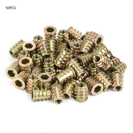 

50Pcs M6 Zinc Alloy Inside Hex Socket Insert Nuts for Wood Furniture (M6*15)