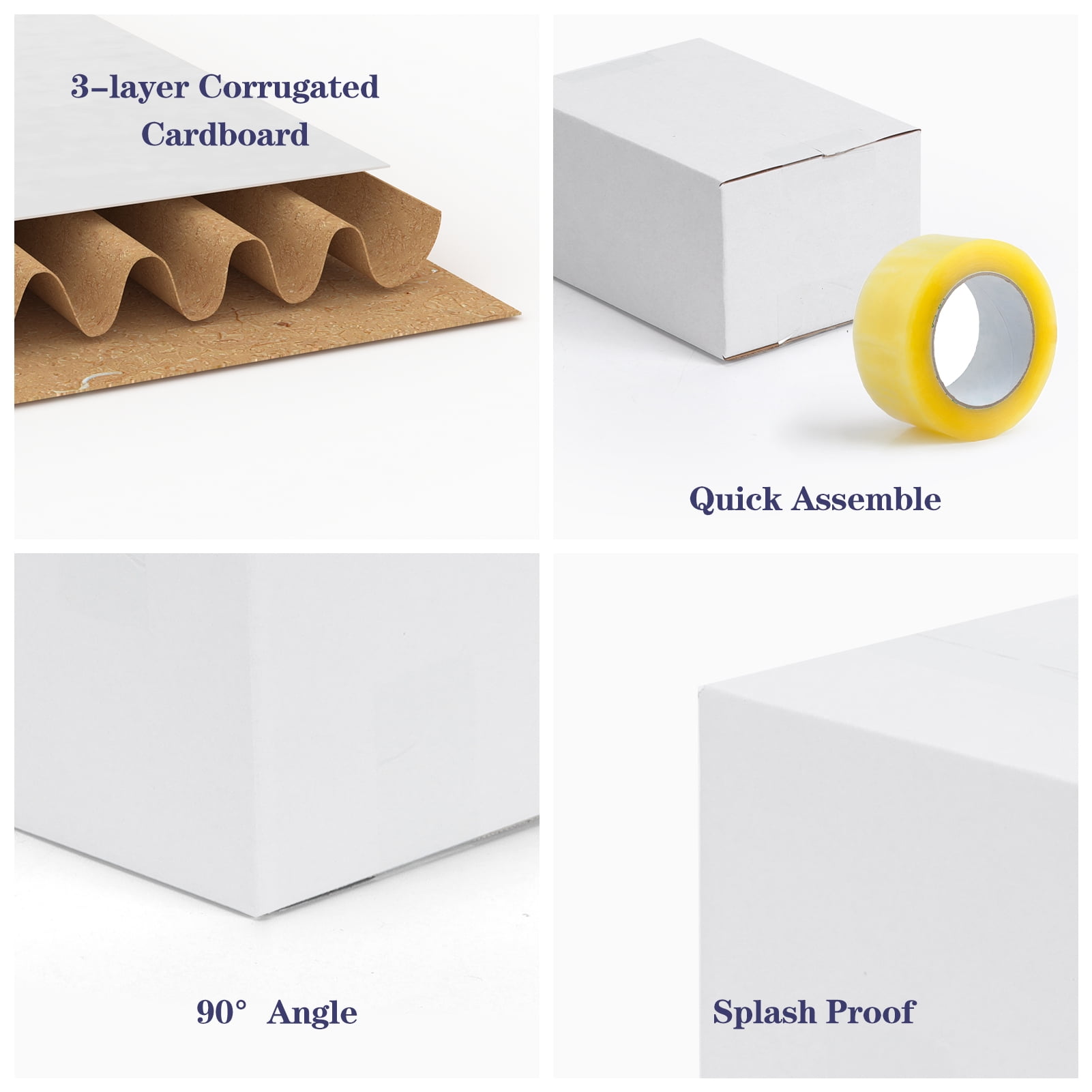 6x4x3 Shipping Boxes Set of 40, White Corrugated Cardboard Box for Small Business