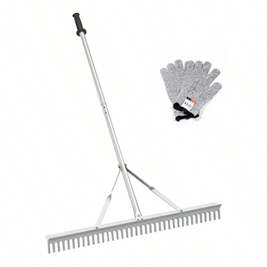 Landscape Rake 36 Inch Head Leaf Rakes for Lawns with 67 Inch Handle Aluminum Yard Tool for Loosening Soil Landscaping Lawn Care Lake Garden Pond and Beach Care