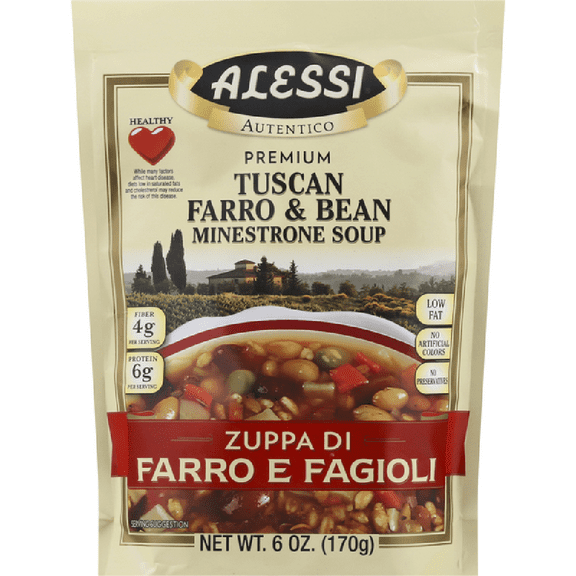 Alessi Authentic Premium Tuscan Farro & Bean Minestrone Soup Mix, 6 oz [Pack of 6]