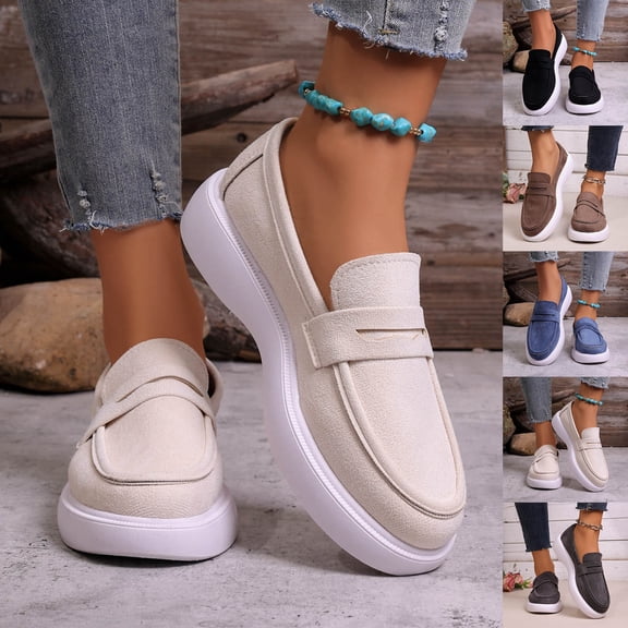 Miluxas Suede Loafers Flats for Women, Women’s Slip On Loafers, Comfortable & Lightweight Womens Dressy Casual Walking Shoes Gray 9.5(43)