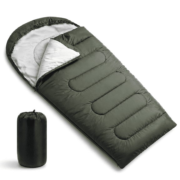 Hunter Green XL Adult Wide Camping Sleeping Bag For 6 Foot Campers