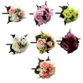 thumbnail image 4 of Ramo de flores artificiales Naiovety cabezas de Hortensia falsas rosas decorativa para el hogar, 4 of 6