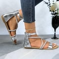 thumbnail image 5 of GJPBGK Women’s Strappy Flat Sandals Rhinestone Ankle Strap Open Toe Gladiator Sandals for Summer Party, Wedding, or Daily Wear, 5 of 6