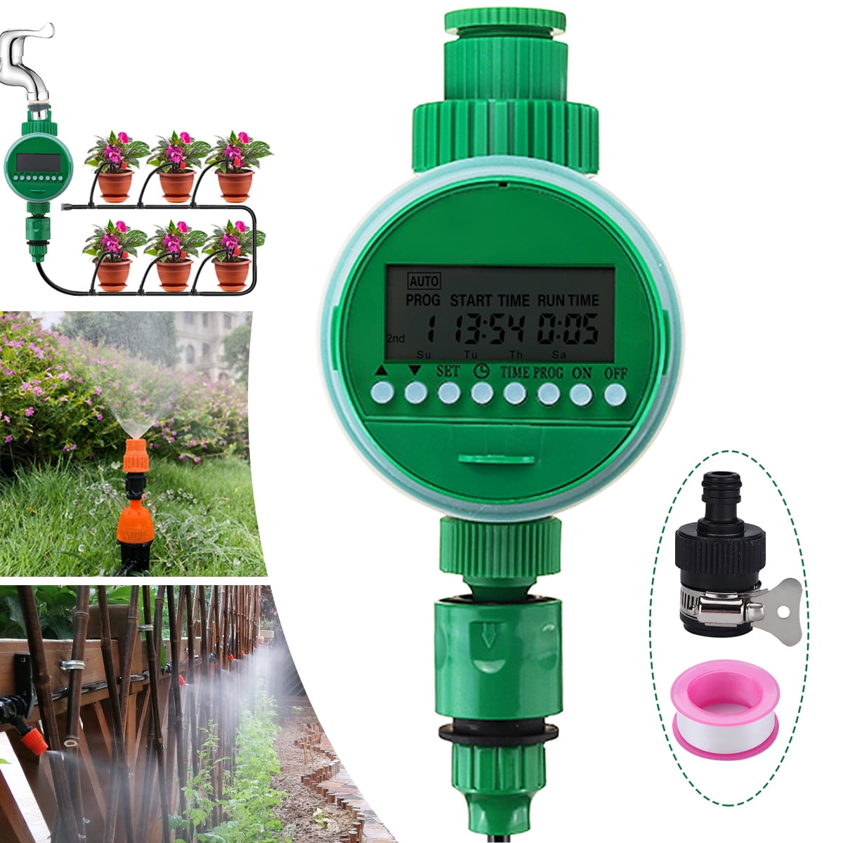 Zerodis Solar Powered Automatic Watering Timer,Fit 1/2 Intelligent Irrigation Controller with LCD Digital Screen for Home Garden Greenhouse Plant Grass 