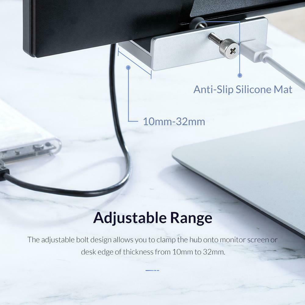 ORICO USB 3.0 HUB, Monitor-Edge and Desk-Edge USB 3.0 4-Port Clip-Type Hub