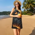 thumbnail image 3 of Easygdp Full Moon Black Dragon para Vestido Transpirable de Mujer, Vestido Suelto de Manga Corta con Pliegues y Bolsillos para el Verano, 3 of 7