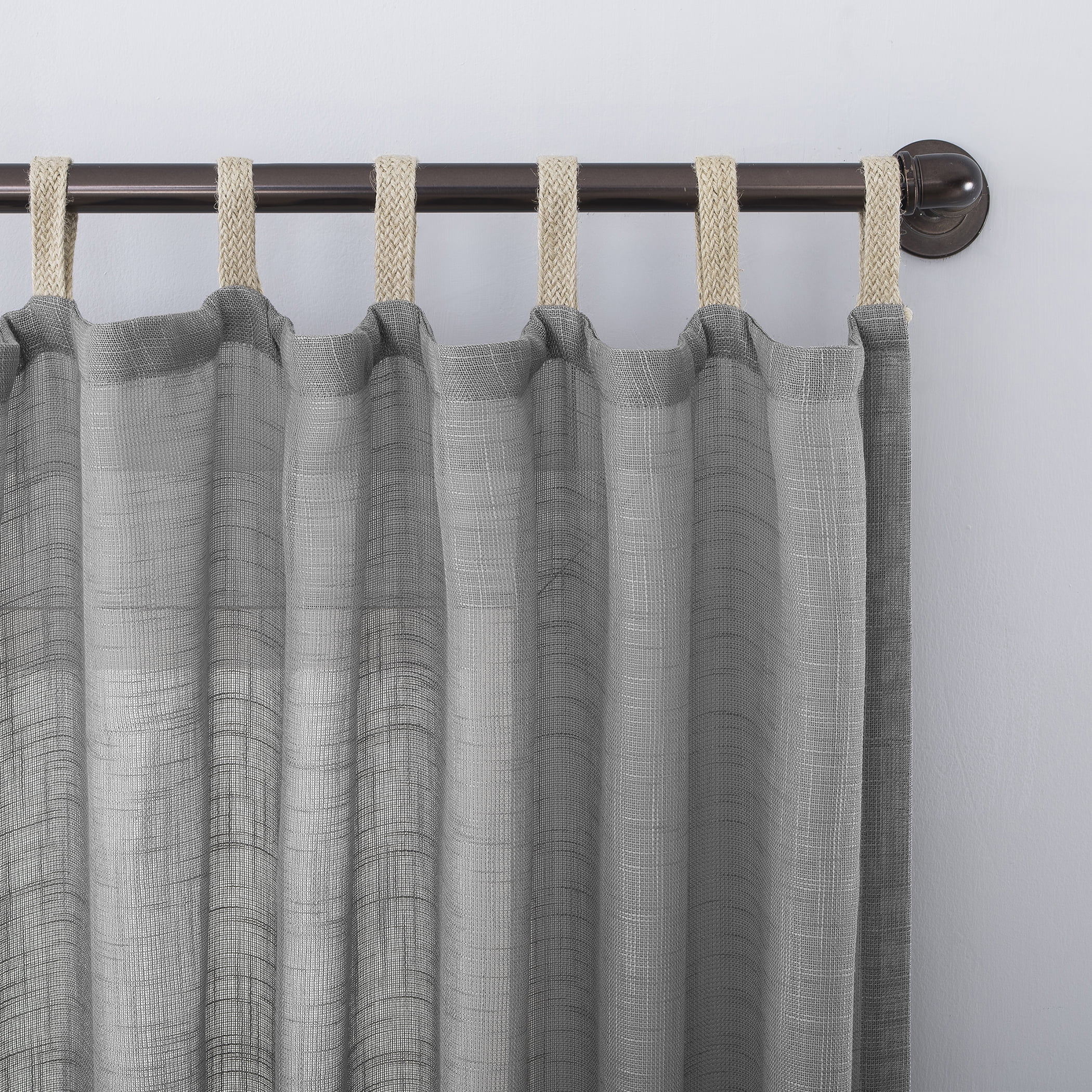 No. 918 Ceri Linen Texture Jute Tabs Semi-Sheer Tab Top Curtain Panel