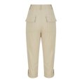 thumbnail image 6 of Mohiass Women's Cargo Capri Pant Cuffed Hem Capris Summer Casual Loose-Fit Cropped Pants Khaki M, 6 of 7