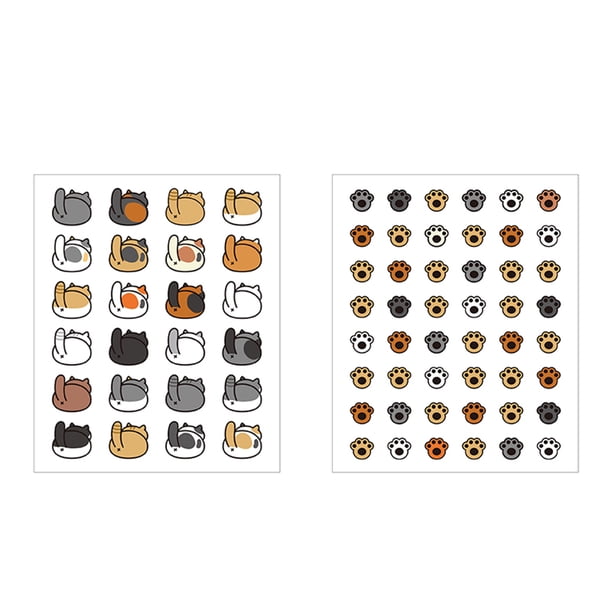 2 hojas de pegatinas adhesivas creativas DIY Kawaii Cat Craft Stickers Journal Planner Ehuebsd Libre de BPA