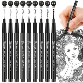  ARTEZA Micro-Line Ink Pens, Set of 5, Black Fineliners