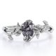 thumbnail image 1 of JeenMata Anillo de Compromiso de 4 Puntas con Diseño Botánico Cuarzo Rutilado con Agujas Negras Talladas en Forma de Pera de 1 Quilate; Baño de Oro Blanco de 18 K sobre Plata, 1 of 6