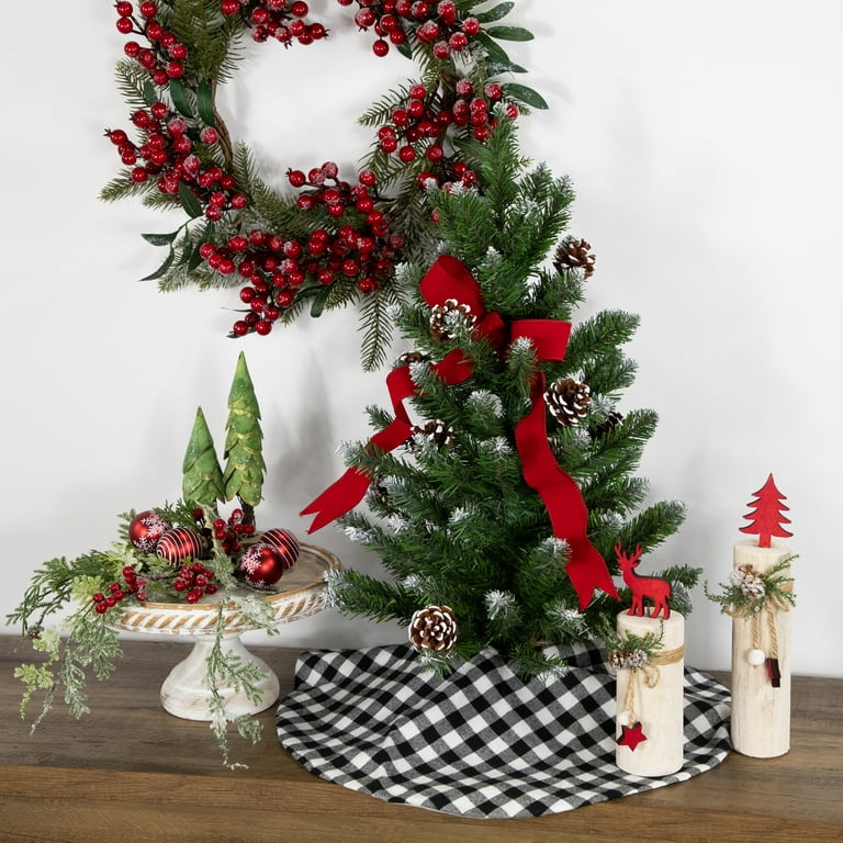 20 White and Black Buffalo Plaid Mini Christmas Tree Skirt Walmart