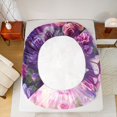 thumbnail image 4 of Manfei Modern Rose Pet Fitted Sheet Queen, Kawaii Cat Print Bedding, Purple, 3pcs, 1 Fitted Sheet and 2 Pillowcases, 4 of 6