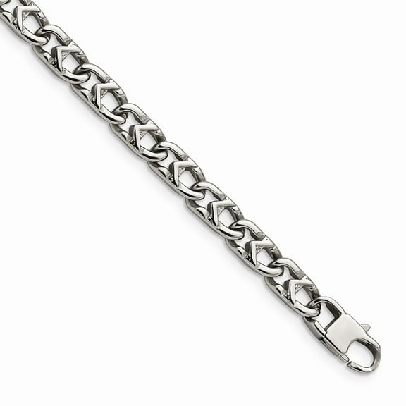 White Stainless Steel bracelet Contemporary 8.5 in 6 mm
