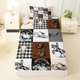 thumbnail image 3 of Homewish Western Cowboy Checkered Twin Sheets,American Wild West Scenery Bedding,3pcs,1 Fitted Sheet and 1 Pillowcase, 3 of 6