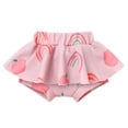 thumbnail image 3 of IBTOM CASTLE Baby Girls 1st Birthday Outfit Bowknot Mermaid Watermelon Strawberry Romper + Ruffled Short Pants + Headband Summer Clothes Set, 3-Piece 12-18 Months Peach, 3 of 8