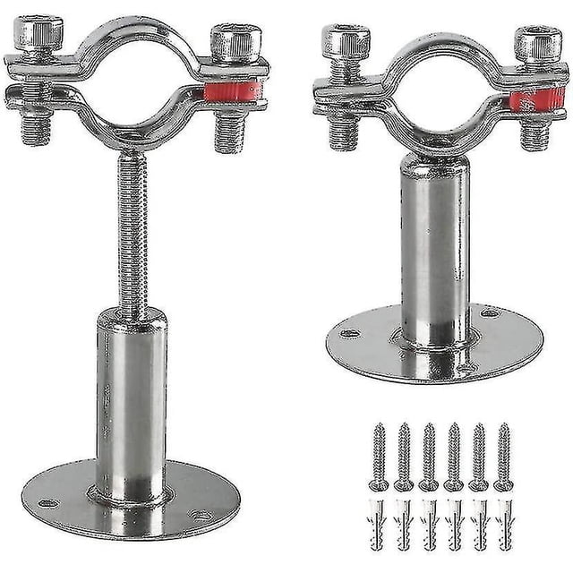 Stainless Steel Wall Mount Ceiling Mount Pipe Supports, 2pcs Adjustable Pipe Bracket Clamp Pipe Straps With Screws
