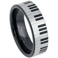 Piano Key Engraving Tungsten Ring 7MM Pipe Cut Black Tungsten Wedding