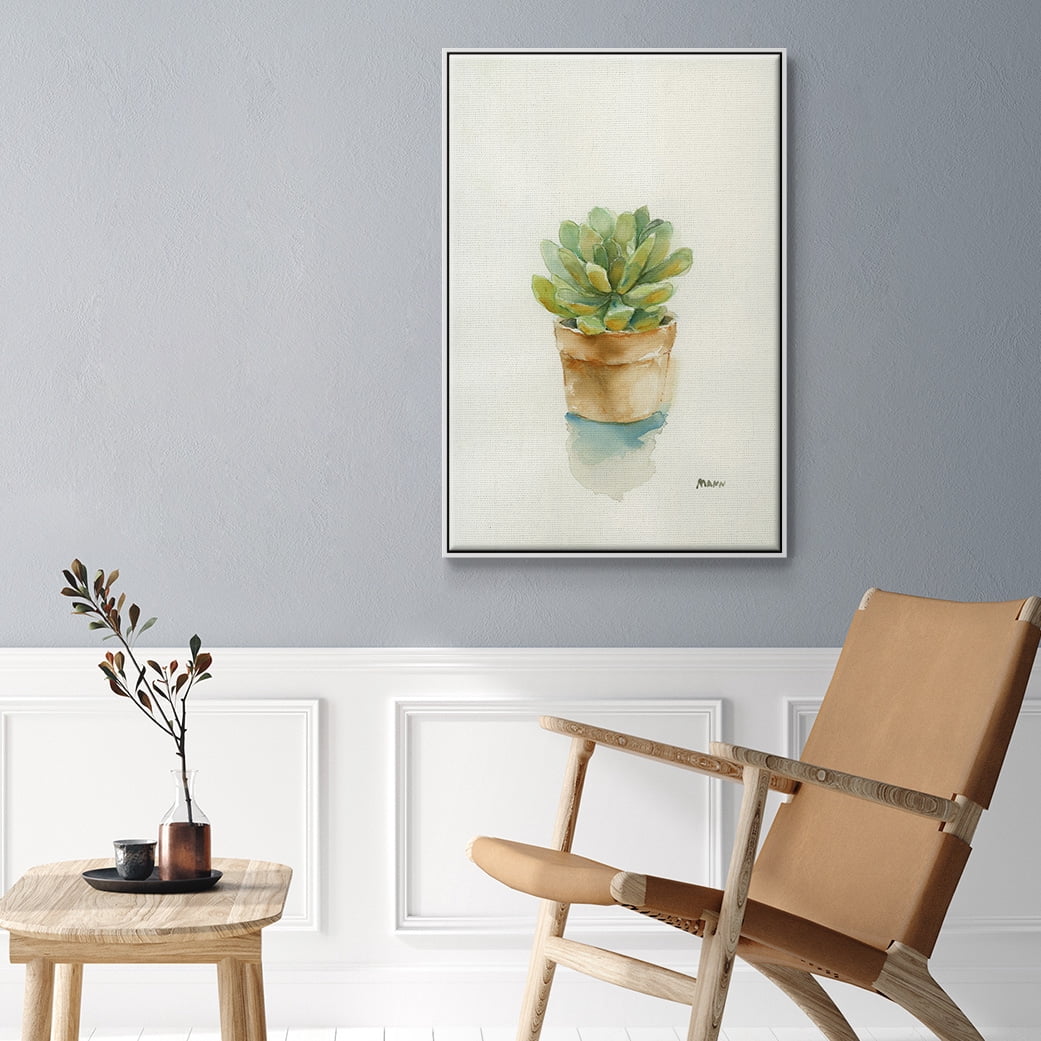 Succulent II Framed Premium Gallery Wrapped Canvas - Ready to Hang - 17 x 25 - White Floating Frame