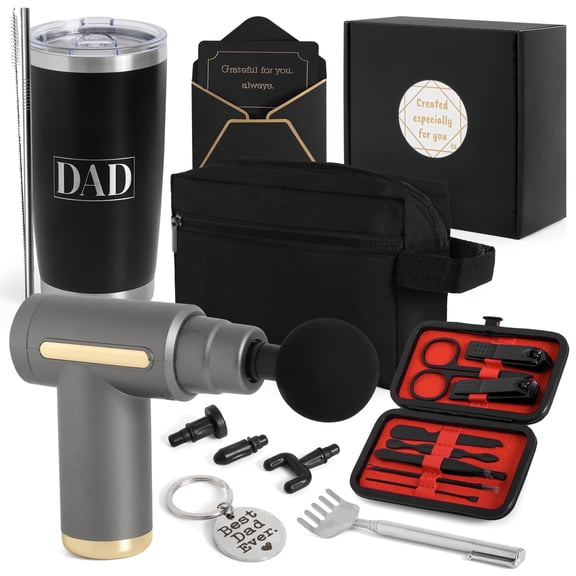 Fairly Dunn Luxury Men's Gift Set with Massage Gun and 20oz Tumbler 7-Piece Birthday and Father's Day Gift