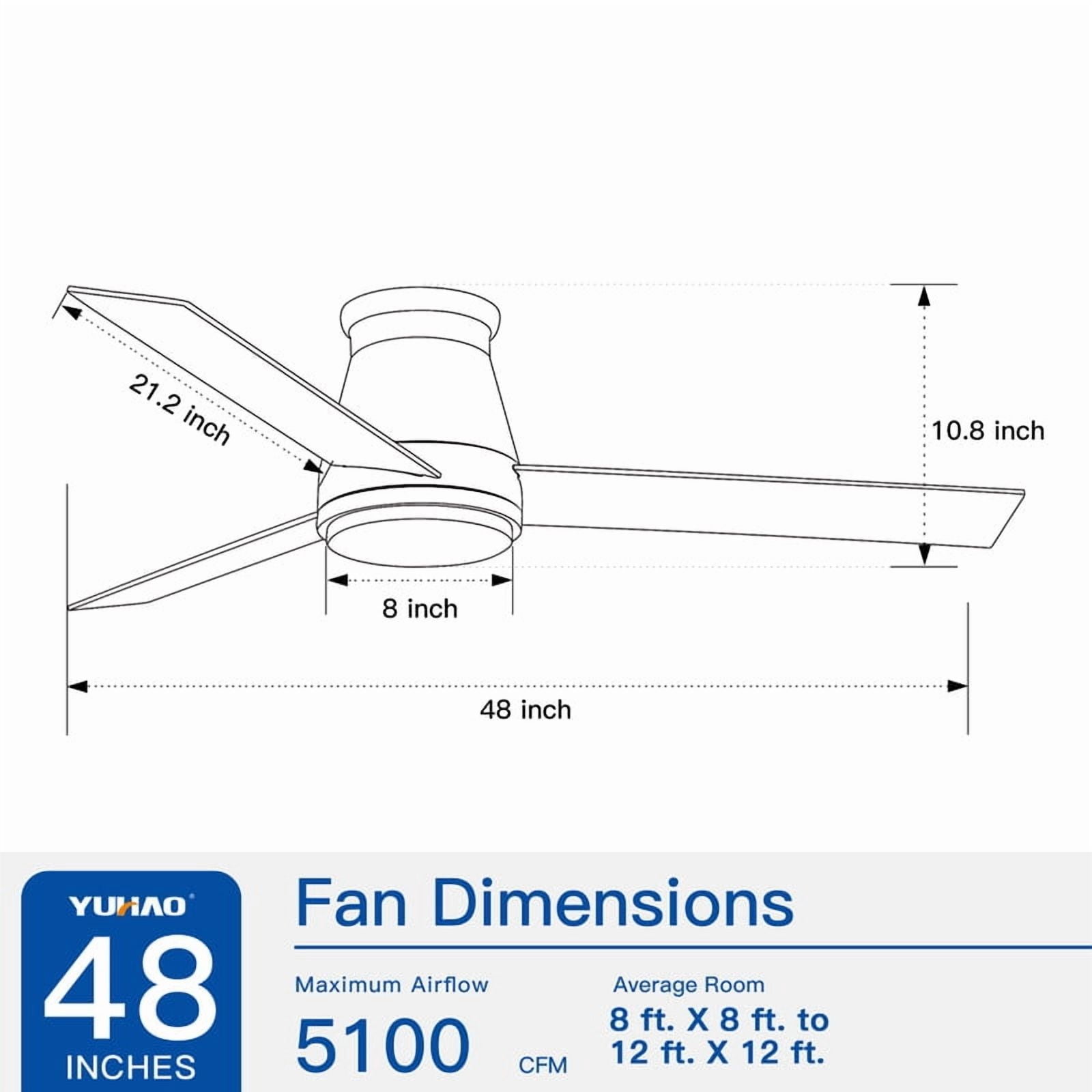 Wellspeed 48 in. Mordern Ceiling Fan with Dimmable Light Kit and Remote, 3 Blades, 6-Speed Reversible DC Motor, for Indoor, Brushed Nickel