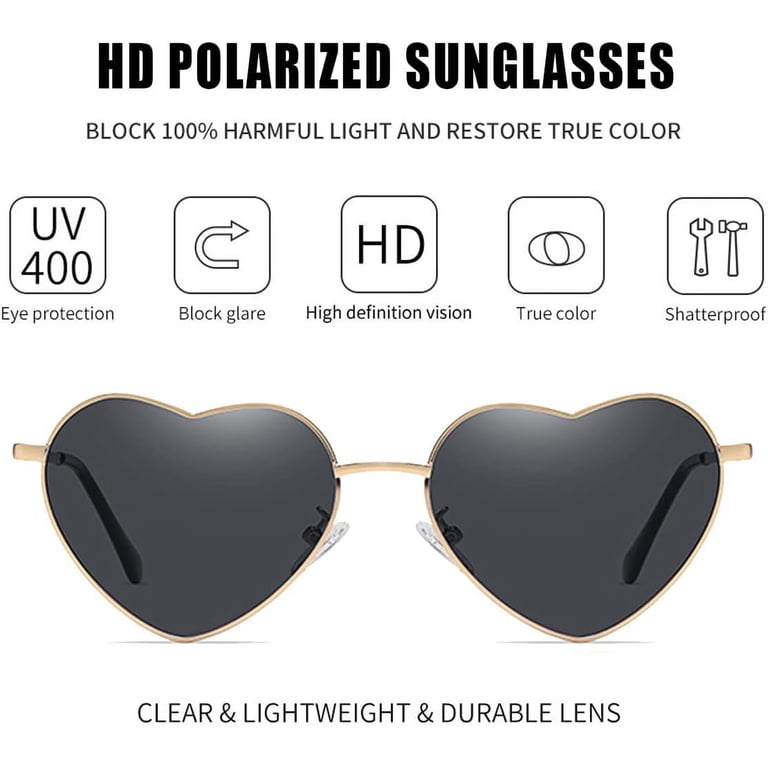 Polarized Heart Sunglasses for Women Metal Frame Fashion  display picture 3