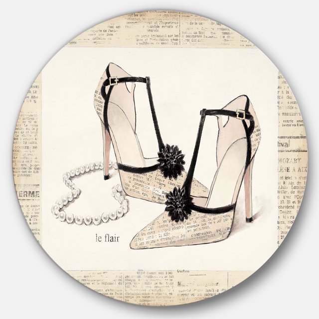 Designart 'Glamorous Black Diamond Stiletto II' Art Mural en Métal - Disque de 36