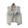thumbnail image 4 of Guardurnaity Otoño mujeres hombres chaleco de mezclilla sin mangas botón abajo chaqueta ropa Type2 NO2, 4 of 6