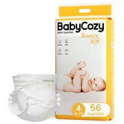 Hypoallergenic Baby Diapers Size 4(22~37lb),56 Count Babycozy Dry Disposable Diapers, 10s Strong Absorption Diapers with Leak Proof System,Bouncy Soft Diapers to Protect Sensitive Baby Skin