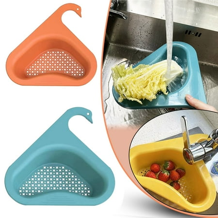 

Wepro 2 Pcs Kitchen Sink Organizer Sink Filter Tray Sink Shelf Triangular Sink Strainer Basket Storage Rack For Vegetable/Fruit Kitchen Strainer Tea Strainer