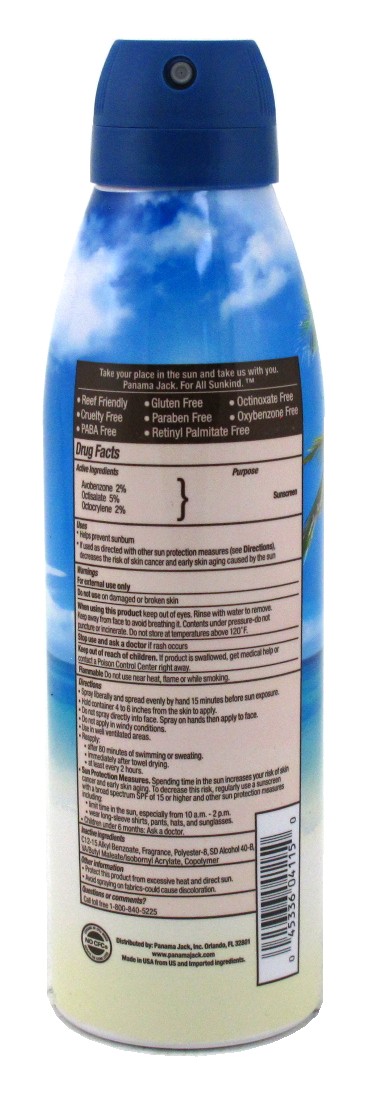 Panama Jack Continuous Spf#15 Clear Sunscreen Spray 6oz (Pack of 2)