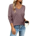 thumbnail image 4 of FDGIU Women's Lightweight V-Neck Sweater‌ - Long Sleeve Knit Pullover Tops, Loose Fit Crochet Casual Tunic for Fall 2025, 4 of 7