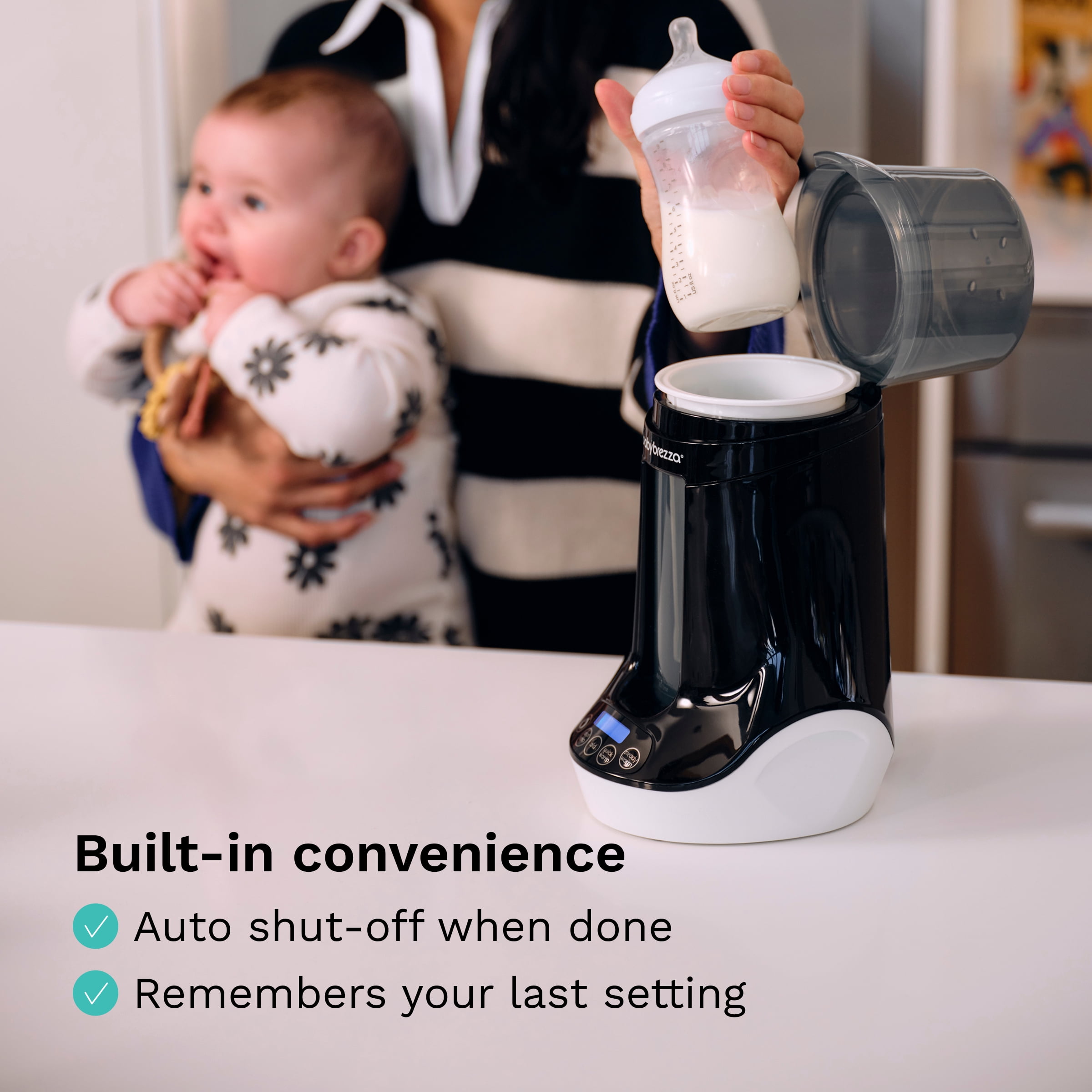 Baby Brezza Fast Baby Bottle Warmer - Baby Milk + Breastmilk Warmer Defroster – 2 Unique Temperatures for Breastmilk + Formula - Universal Fit for All Bottles, Bags + Jars