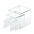 thumbnail image 1 of 3pcs Square Acrylic Clear Display Stands Showcase Set Jewelry Makeup Holder, 1 of 10