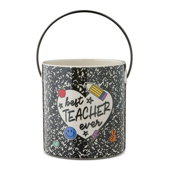 Best Teacher Ever Ceramic Pail, Multicolor, 5", Valentine's Day by Way To Celebrate