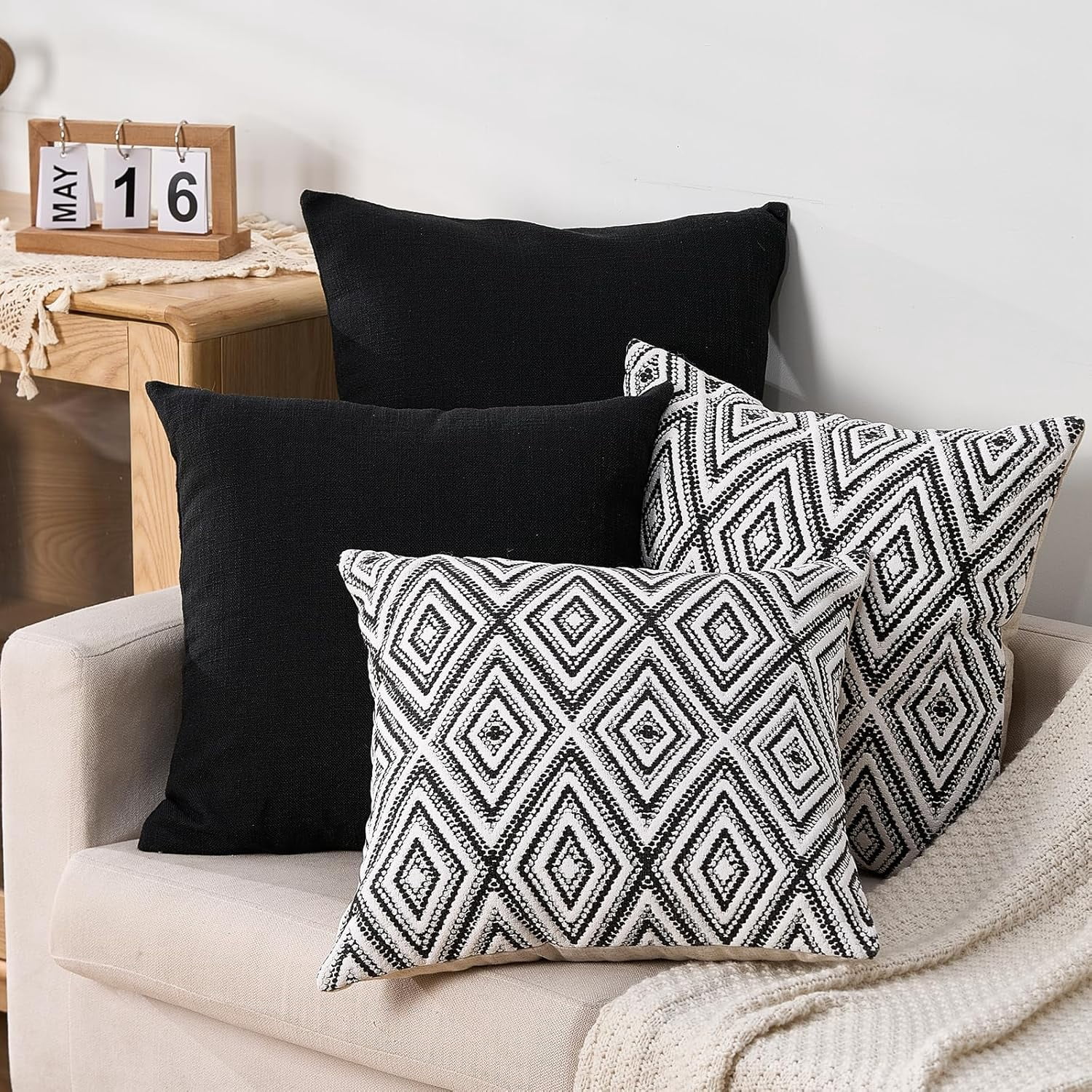 Wehilion Decorative Throw Pillow Covers Set of 2/4 Couch Pillows Linen Cushion Cover for Couch Sofa Living Room, 18"x18" inch