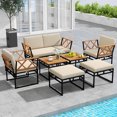 thumbnail image 4 of Costway 7 PCS Outdoor Conversation Set Acacia Wood Chairs & Coffee Tables Set with Ottomans, 4 of 10