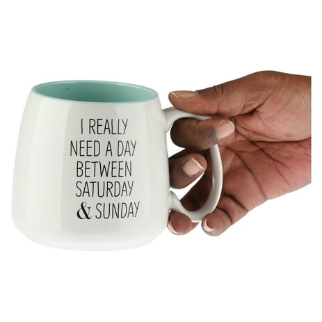 White & Mint Green 18 Oz. Need A Day Mug