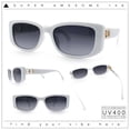 thumbnail image 2 of Womens Narrow Rectangle Mod Luxury Fashion Plastic Sunglasses White - Smoke, 2 of 8