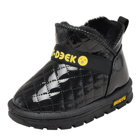 

Boys Girls Toddler Snow Boots Waterproof Anti-Skid Fashion Pull-On Warm Winte Cotton Boots Walking Shoes