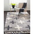 thumbnail image 2 of Unique Loom Hygge Shag Plush & Cozy Area Rug 9' x 12' Rectangle Light Gray/Ivory, 2 of 2